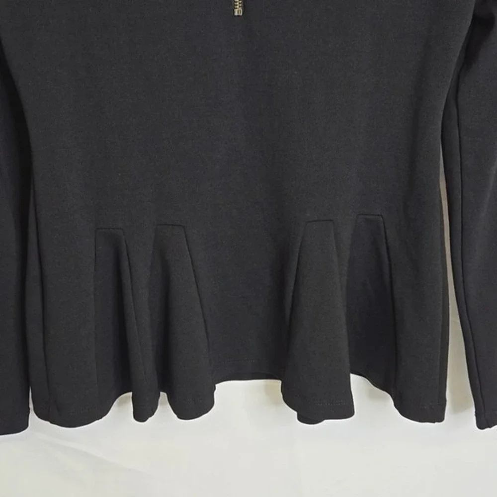 Carmen Marc Valvo Peplum Long Sleeve Top, Office Wear Business, Black, Small - Picture 7 of 7